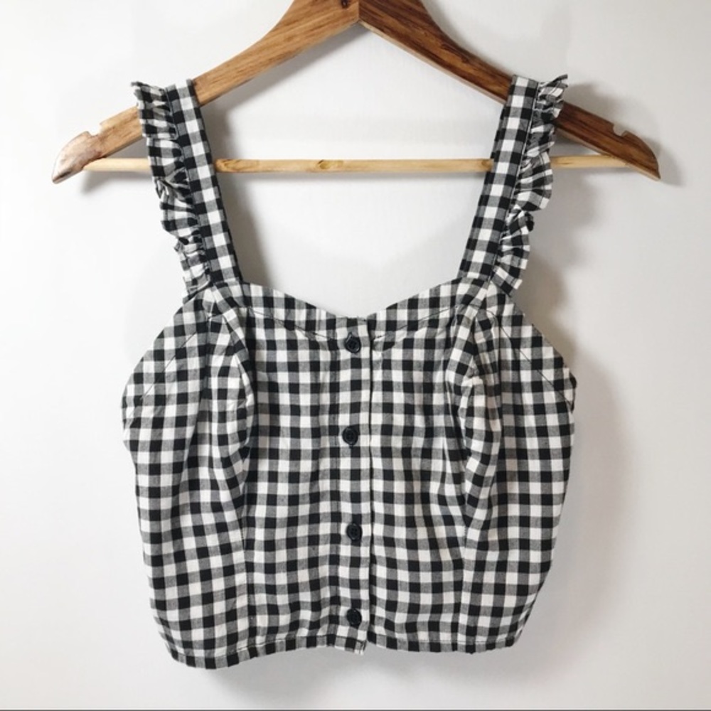 Pacsun gingham button down crop top